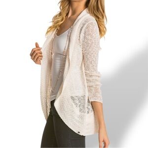 Roxy Sea Of Love Cardigan Sweater Crochet Knit Medium Women’s